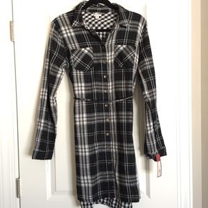 Black plaid shirt dress